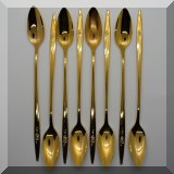 K11. Set of 8 Oneida goldtone stainless ice tea spoons. - $12 
